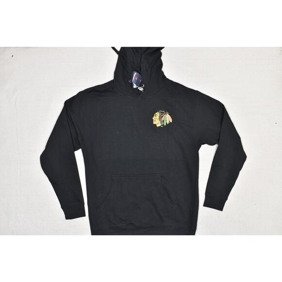 NEW Fanatics NHL Chicago Blackhawks Hoodie Black Regular Size L Cotton Blend - Picture 2 of 8